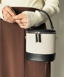 Riberry | キャンバス切替フェイクレザーバニティバッグ(ショルダーバッグ)
