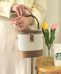 Riberry | キャンバス切替フェイクレザーバニティバッグ(ショルダーバッグ)