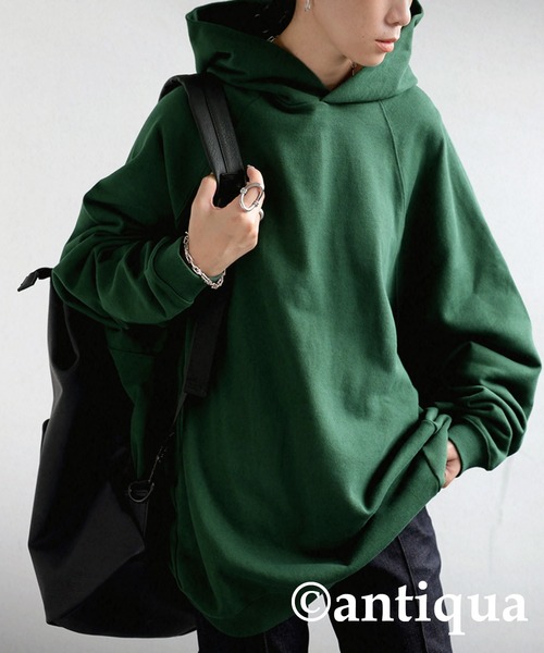antiqua(アンティカ)の「立体フードコクーン裏毛パーカー(パーカー・レディース・ブラック/ネイビー/グレー/モスグリーン/オフホワイト・FREE)」の11枚目の写真