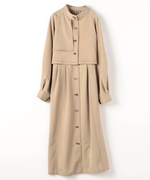 179/WG（イチナナキュウダブルジー）の「スタンドカラーセットワンピース／ブルゾン・ワンピース（ジャンパースカート・レディース・ブラック/グリーン/ベージュ・MEDIUM）」の4枚目の写真