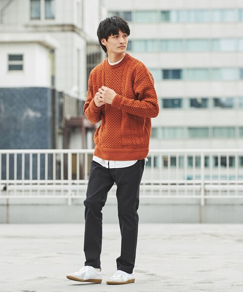 coen（コーエン）の「[洗える]アランケーブルクルーネックニット（ニット/セーター・メンズ・ダークグリーン/ブラウン/オフホワイト・SMALL/MEDIUM/LARGE/X-LARGE）」の21枚目の写真