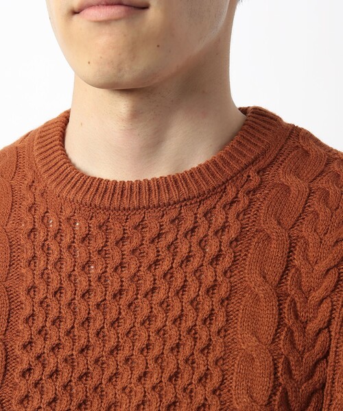 coen（コーエン）の「[洗える]アランケーブルクルーネックニット（ニット/セーター・メンズ・ダークグリーン/ブラウン/オフホワイト・SMALL/MEDIUM/LARGE/X-LARGE）」の12枚目の写真