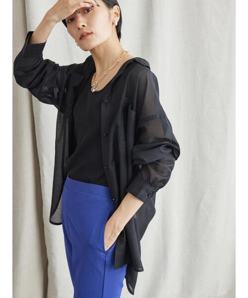 AMERICAN HOLIC(アメリカンホリック)の「Wポケットシアーシャツ(シャツ/ブラウス・レディース・ブラウン/ブラック・M/L)」の9枚目の写真