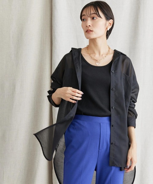 AMERI シアーシャツ 茶 AMERI シアーシャツ 茶