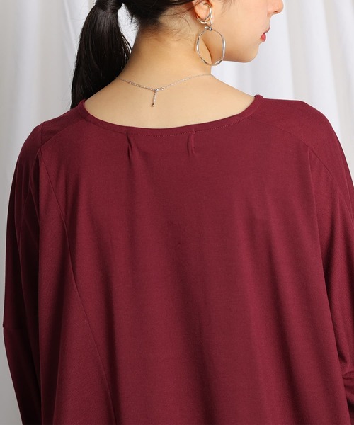 osharewalker（オシャレウォーカー）の「『変形タックドレープロンT』（Tシャツ/カットソー・レディース・ボルドー/ブラック・FREE）」の6枚目の写真