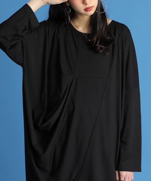 osharewalker（オシャレウォーカー）の「『変形タックドレープロンT』（Tシャツ/カットソー・レディース・ボルドー/ブラック・FREE）」の13枚目の写真