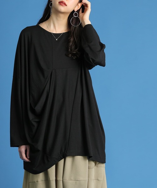 osharewalker（オシャレウォーカー）の「『変形タックドレープロンT』（Tシャツ/カットソー・レディース・ボルドー/ブラック・FREE）」の11枚目の写真