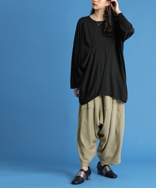 osharewalker（オシャレウォーカー）の「『変形タックドレープロンT』（Tシャツ/カットソー・レディース・ボルドー/ブラック・FREE）」の15枚目の写真