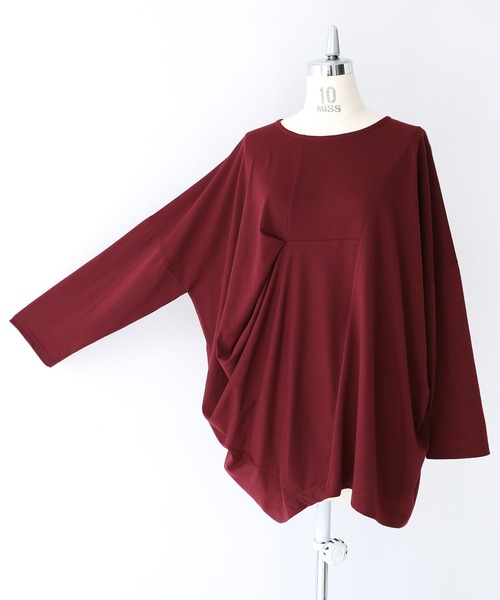 osharewalker（オシャレウォーカー）の「『変形タックドレープロンT』（Tシャツ/カットソー・レディース・ボルドー/ブラック・FREE）」の18枚目の写真