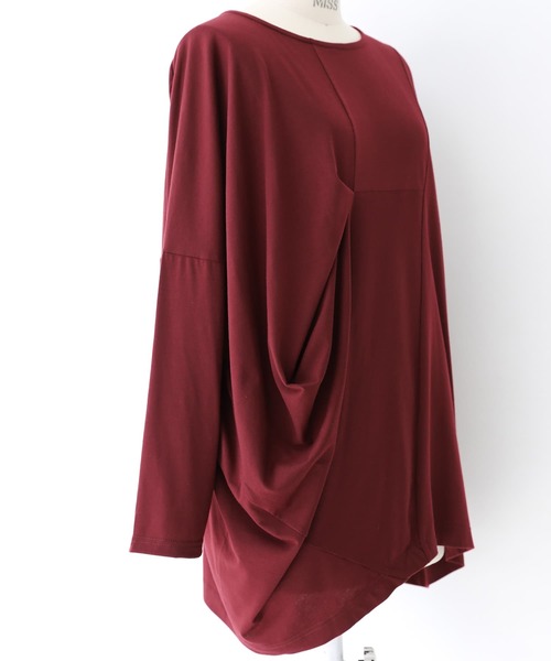osharewalker（オシャレウォーカー）の「『変形タックドレープロンT』（Tシャツ/カットソー・レディース・ボルドー/ブラック・FREE）」の19枚目の写真