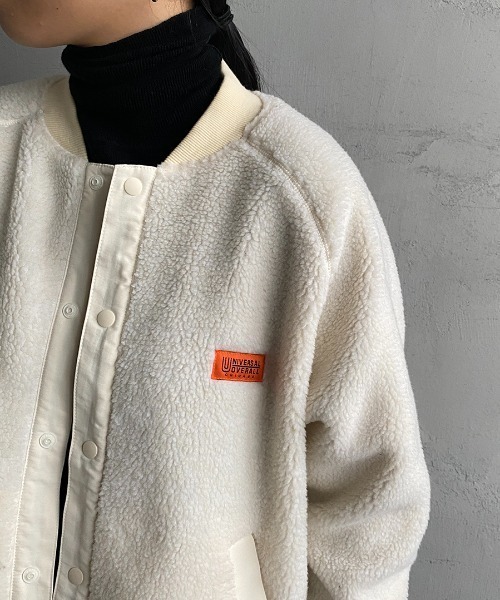 UNIVERSAL OVERALL（ユニバーサルオーバーオール）の「[UNIVERSAL OVERALL/ユニバーサルオーバーオール] 別注 ボアフリース ボンバージャケット（ブルゾン・レディース・オフホワイト/モカ/チャコール・F）」の11枚目の写真
