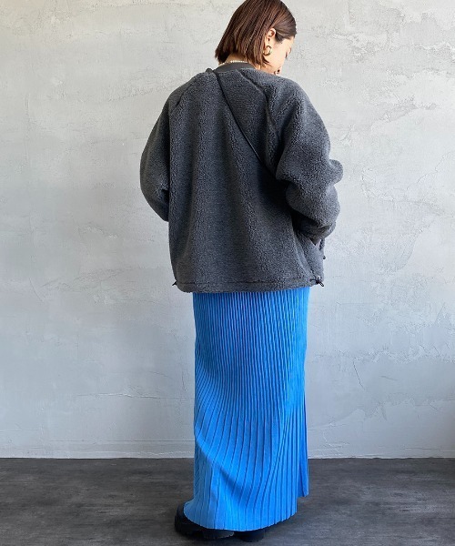 UNIVERSAL OVERALL（ユニバーサルオーバーオール）の「[UNIVERSAL OVERALL/ユニバーサルオーバーオール] 別注 ボアフリース ボンバージャケット（ブルゾン・レディース・オフホワイト/モカ/チャコール・F）」の19枚目の写真