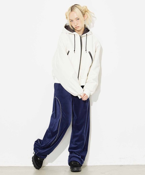 X-girl（エックスガール）の「VELOUR EASY PANTS（その他パンツ・レディース・ブラウン/イエロー/ネイビー・S/M）」の9枚目の写真