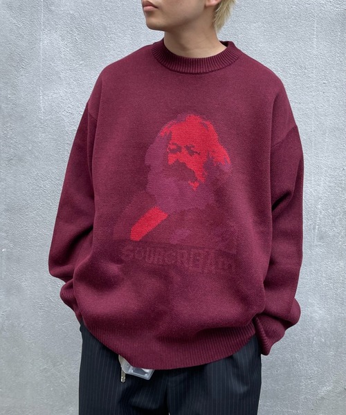 Sourcream(サワークリーム)の「【Sourcream/サワークリーム】KARLニット(ニット/セーター・メンズ・アッシュグレー/ブラック/ワインレッド・FREE)」の3枚目の写真