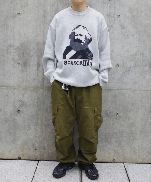 Sourcream(サワークリーム)の「【Sourcream/サワークリーム】KARLニット(ニット/セーター・メンズ・アッシュグレー/ブラック/ワインレッド・FREE)」の5枚目の写真