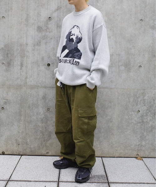 Sourcream(サワークリーム)の「【Sourcream/サワークリーム】KARLニット(ニット/セーター・メンズ・アッシュグレー/ブラック/ワインレッド・FREE)」の6枚目の写真