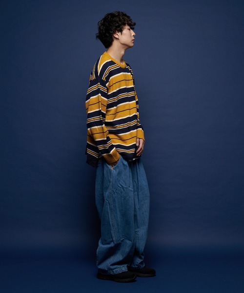 SKOOKUM（スクーカム）の「SKOOKUM /スクーカム BORDER KNIT（ニット/セーター・メンズ・ネイビー/イエロー/ブルー/ダークブルー・M/L）」の7枚目の写真