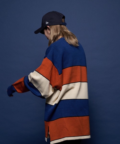 SKOOKUM（スクーカム）の「SKOOKUM /スクーカム BORDER KNIT（ニット/セーター・メンズ・ネイビー/イエロー/ブルー/ダークブルー・M/L）」の5枚目の写真