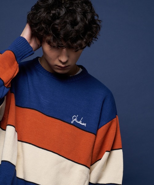 SKOOKUM（スクーカム）の「SKOOKUM /スクーカム BORDER KNIT（ニット/セーター・メンズ・ネイビー/イエロー/ブルー/ダークブルー・M/L）」の11枚目の写真