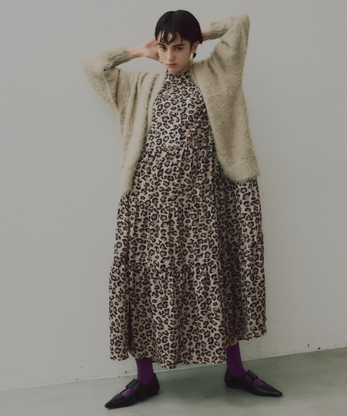 専用出品✩.*˚豹柄 ワンピース レオパード 夏 高級 サイドギャザーレオパードワンピース（ワンピース）｜manana suerte