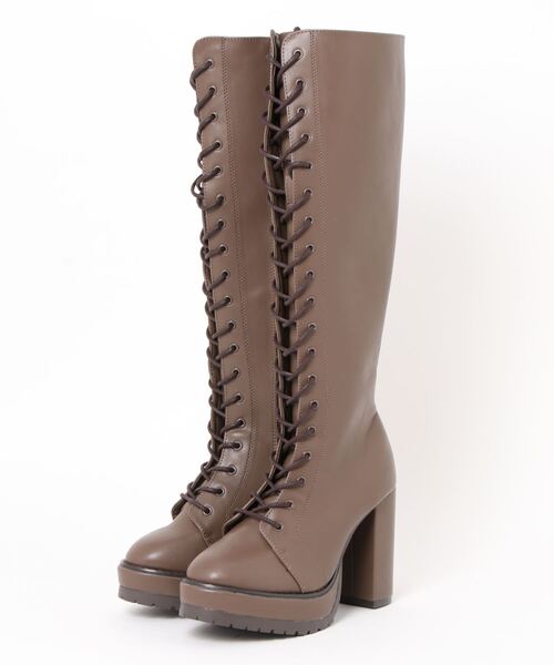EDIT COLOGNE(エディットコロン)の「レースアップロングブーツ(パンプス・レディース・ブラック/ブラウン・24.0cm/23.0cm/23.5cm)」の2枚目の写真