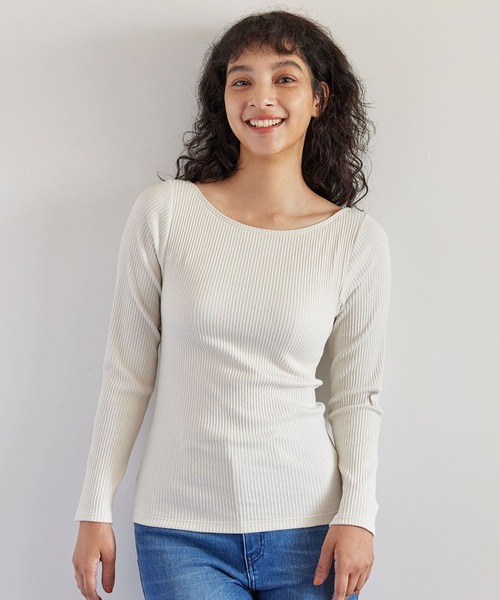 bijorie（ビジュリィ）の「【bijorie】ベストボディブラカップ付きリブロングスリーブ／NEW BASIC series（その他アンダーウェア/インナー・レディース・アイボリー/ブラウン系その他/チャコール・MEDIUM/LARGE/LG）」の3枚目の写真