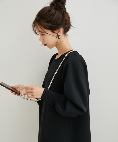 VIS（ビス）の「【洗える】パフスリーブロングワンピース【sustainable】（ワンピース・レディース・ブラック/ベージュ・FREE）」の3枚目の写真