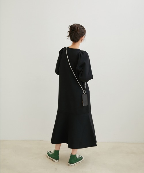 VIS（ビス）の「【洗える】パフスリーブロングワンピース【sustainable】（ワンピース・レディース・ブラック/ベージュ・FREE）」の6枚目の写真