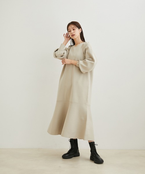 VIS（ビス）の「【洗える】パフスリーブロングワンピース【sustainable】（ワンピース・レディース・ブラック/ベージュ・FREE）」の9枚目の写真