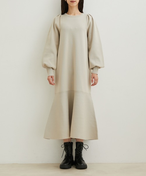 VIS（ビス）の「【洗える】パフスリーブロングワンピース【sustainable】（ワンピース・レディース・ブラック/ベージュ・FREE）」の12枚目の写真