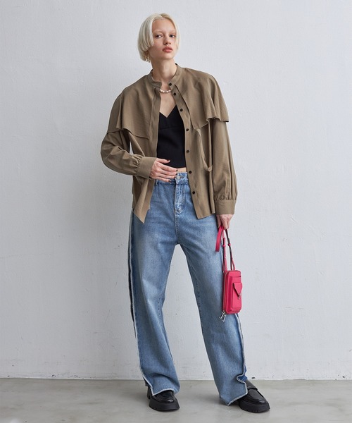 casane(カサネ)の「レイヤーカラードッキングブラウス(シャツ/ブラウス・レディース・ホワイト/ブラウン・FREE)」の3枚目の写真