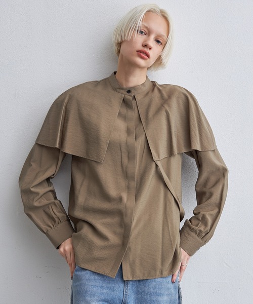 casane(カサネ)の「レイヤーカラードッキングブラウス(シャツ/ブラウス・レディース・ホワイト/ブラウン・FREE)」の9枚目の写真