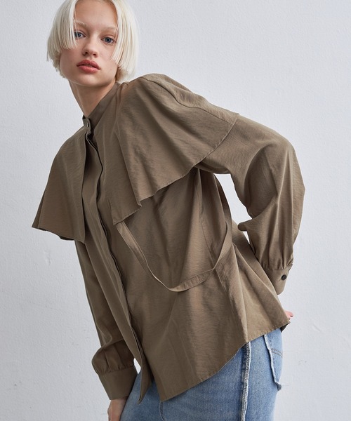 casane(カサネ)の「レイヤーカラードッキングブラウス(シャツ/ブラウス・レディース・ホワイト/ブラウン・FREE)」の10枚目の写真