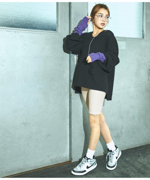 ANAP（アナップ）の「フェイクレザーバイカーレギンス（レギンス/スパッツ・レディース・ライトベージュ/ブラック・FREE）」の7枚目の写真