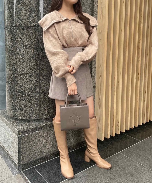 one after another NICE CLAUP(ワンアフターアナザーナイスクラップ)の「ハーフジップセーラーカラーニット(ニット/セーター・レディース・ライトグレー/ピンク/モカ/アイボリー・FREE)」の22枚目の写真