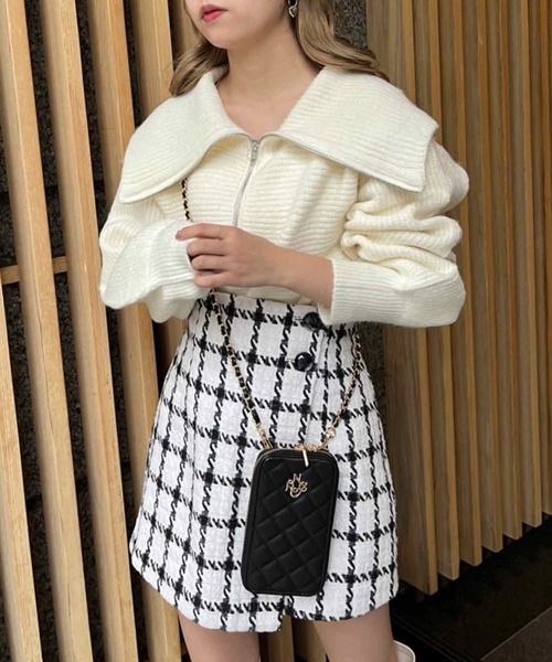 one after another NICE CLAUP(ワンアフターアナザーナイスクラップ)の「ハーフジップセーラーカラーニット(ニット/セーター・レディース・ライトグレー/ピンク/モカ/アイボリー・FREE)」の9枚目の写真