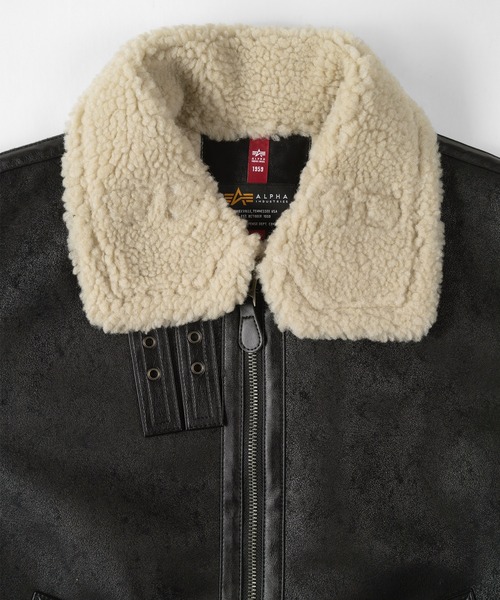 Alpha Industries（アルファインダストリーズ）の「【ALPHA INDUSTRIES/アルファ インダストリーズ】B-3 FAKE MOUTON/ ボアブルゾン/フライトジャケット/ムートンジャケット（ムートンコート・メンズ・ダークブラウン/ブラック/ライトブラウン・M/L/XL）」の4枚目の写真