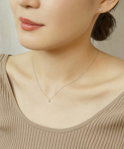 TAKE-UP（テイクアップ）の「K10ダイヤモンド　 ソリテールネックレス( WG)（ネックレス・レディース・ホワイトゴールド・FREE）」の3枚目の写真