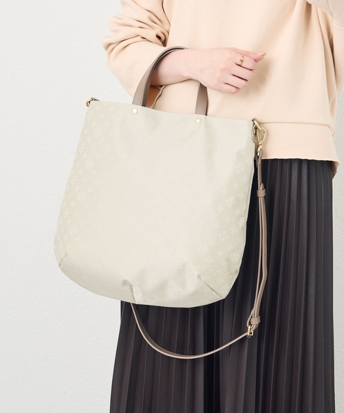 russet（ラシット）の「2WAYトートバッグ【ナイロンジャガード】(CE-595)（トートバッグ・レディース・グレー/アイボリー/パープル系その他/グレー×ピンク/ブラック×ブルー/グレー系その他/ブルー/ライトパープル/オレンジ/ピンク/グリーン・FREE）」の14枚目の写真