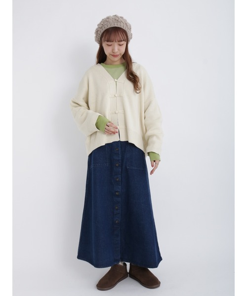 Samansa Mos2（サマンサ モスモス）の「スムースボーダーTシャツ（Tシャツ/カットソー・レディース・オフホワイト/グリーン/ピンク/ミント・ﾌﾘ-）」の5枚目の写真