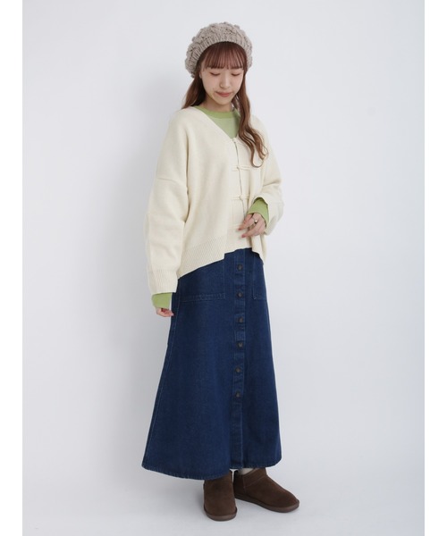 Samansa Mos2（サマンサ モスモス）の「スムースボーダーTシャツ（Tシャツ/カットソー・レディース・オフホワイト/グリーン/ピンク/ミント・ﾌﾘ-）」の6枚目の写真