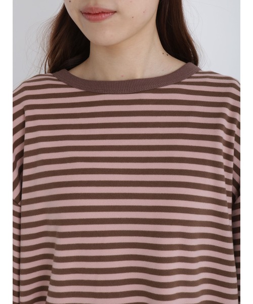 Samansa Mos2（サマンサ モスモス）の「スムースボーダーTシャツ（Tシャツ/カットソー・レディース・オフホワイト/グリーン/ピンク/ミント・ﾌﾘ-）」の20枚目の写真