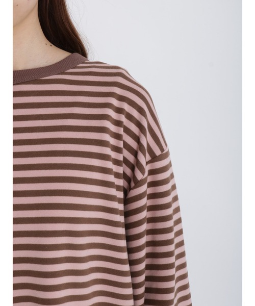 Samansa Mos2（サマンサ モスモス）の「スムースボーダーTシャツ（Tシャツ/カットソー・レディース・オフホワイト/グリーン/ピンク/ミント・ﾌﾘ-）」の21枚目の写真