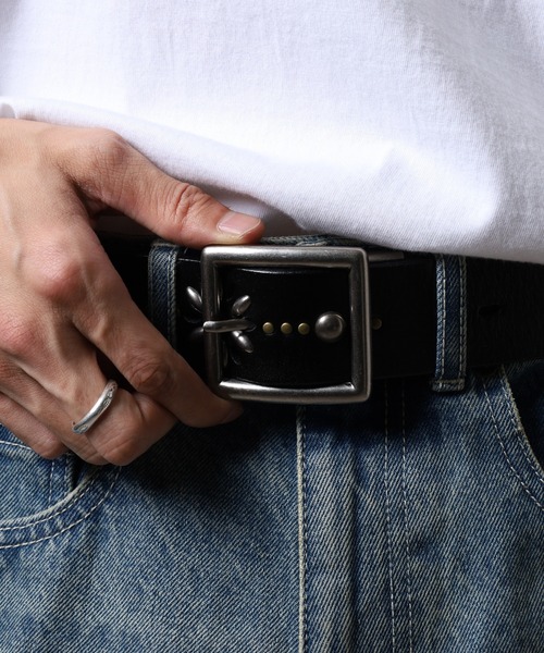 FUNALIVE（ファンアライブ）の「recurrence スタッズレザーベルト（ベルト・メンズ・ダークブラウン/ブラック/ブラック系/ダークブラウン系・FREE）」の13枚目の写真