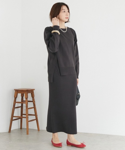 ボートネックＢＩＧニット＋リブタイトスカート