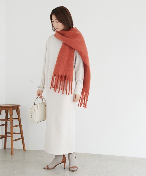 ボートネックＢＩＧニット＋リブタイトスカート