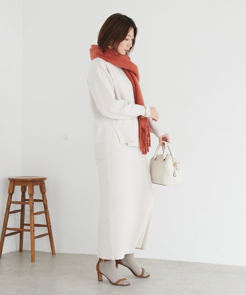 ボートネックＢＩＧニット＋リブタイトスカート