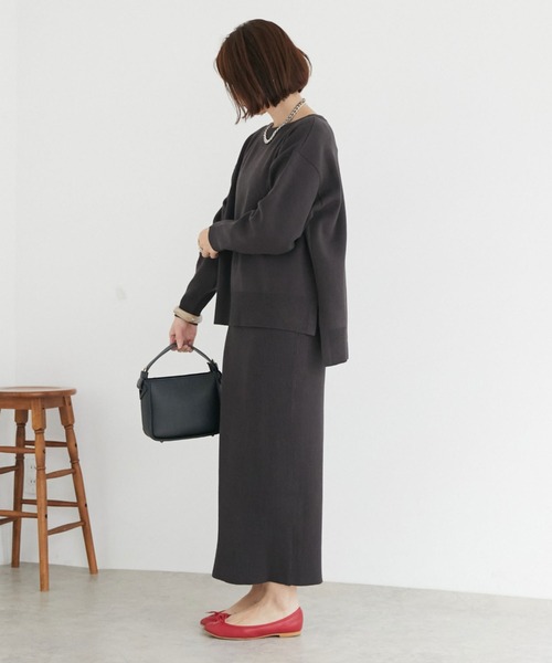 ボートネックＢＩＧニット＋リブタイトスカート