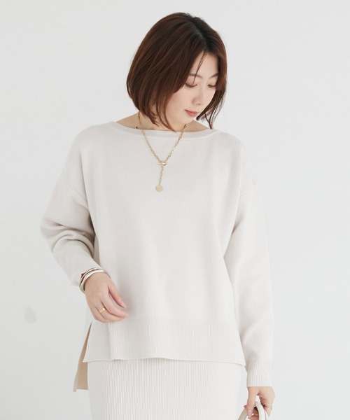 ボートネックＢＩＧニット＋リブタイトスカート