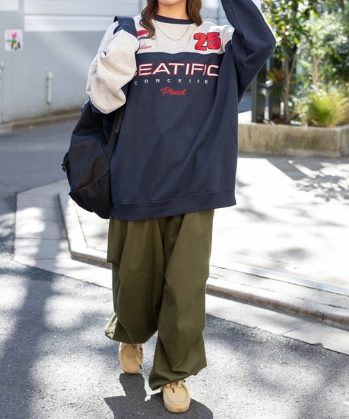 WEGO(ウィゴー)の「WEGO/レーシング刺繍スウェット(スウェット・レディース・ネイビー/パープル・FREE)」の7枚目の写真